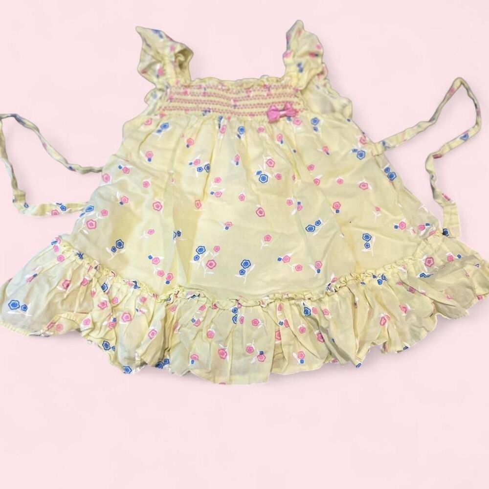 Baby Girl Embroidered, smocking Yellow Dress 3-6m
